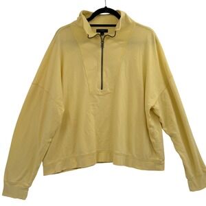 J. Crew 1/4 Zip Sweatshirt XL Yellow Cotton Slouchy Relaxed Lightweight